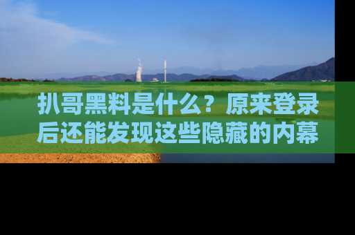扒哥黑料是什么？原来登录后还能发现这些隐藏的内幕！